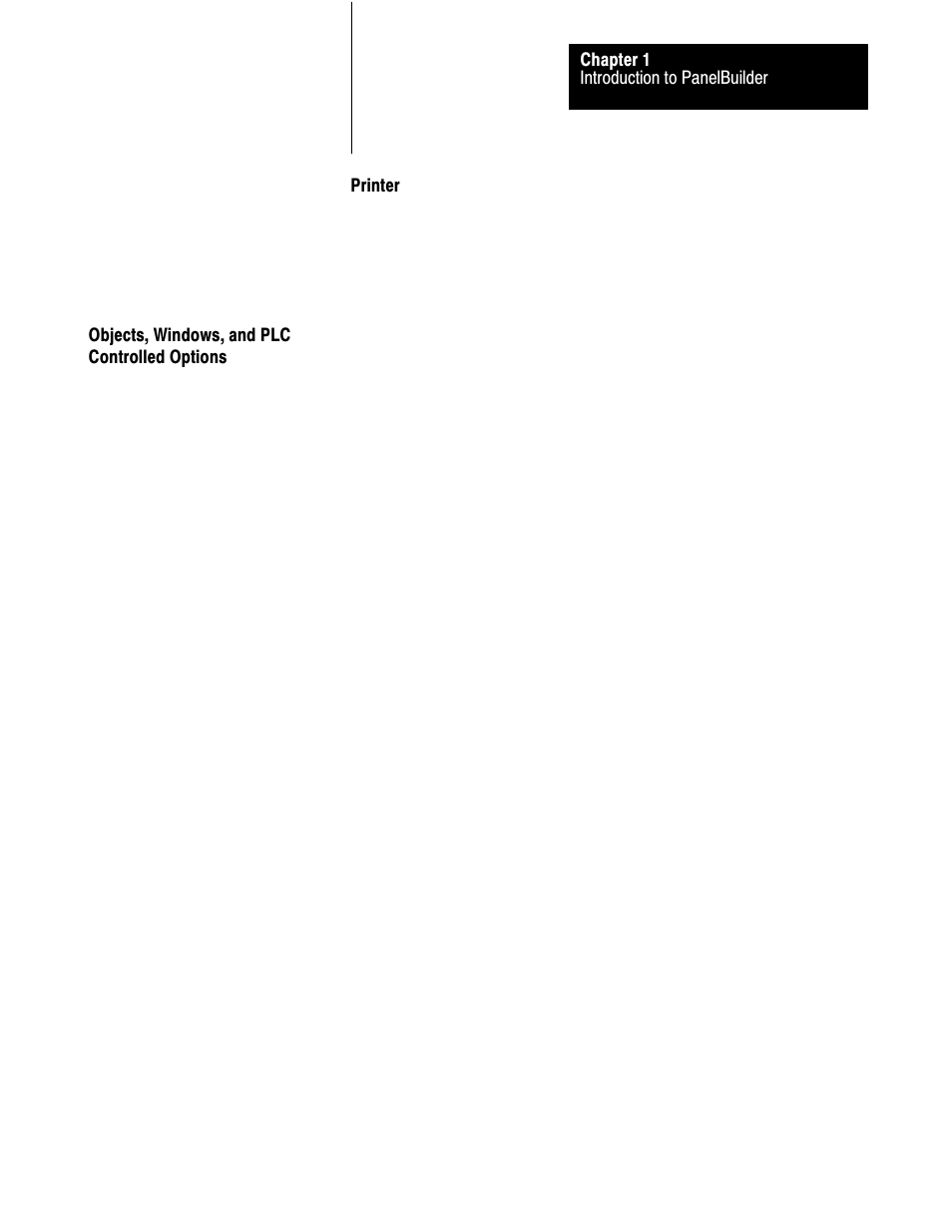 Objects, windows, and plc controlled options | Rockwell Automation 2711 PANELBUILDER SOFTWARE USER MANUAL User Manual | Page 19 / 468