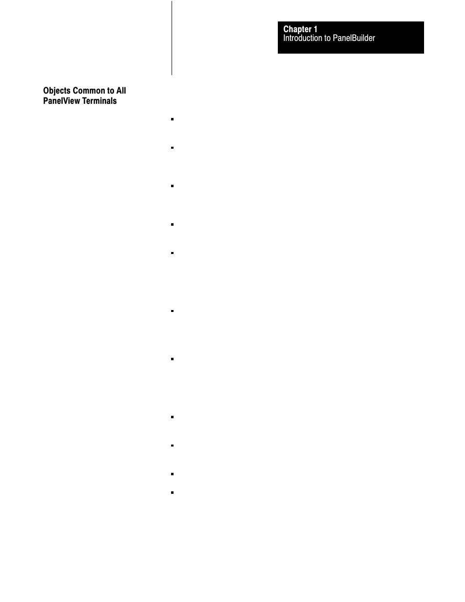 Objects common to all panelview terminals | Rockwell Automation 2711 PANELBUILDER SOFTWARE USER MANUAL User Manual | Page 21 / 468