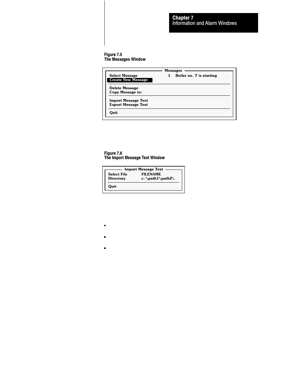 Information and alarm windows chapter 7 | Rockwell Automation 2711 PANELBUILDER SOFTWARE USER MANUAL User Manual | Page 213 / 468