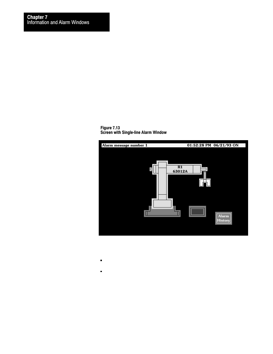 Information and alarm windows chapter 7 | Rockwell Automation 2711 PANELBUILDER SOFTWARE USER MANUAL User Manual | Page 222 / 468