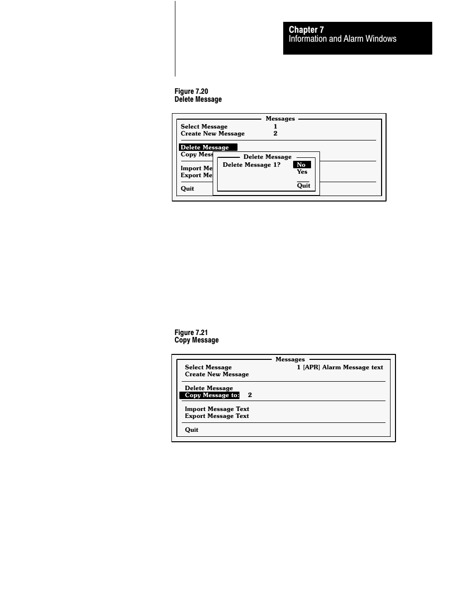 Information and alarm windows chapter 7 | Rockwell Automation 2711 PANELBUILDER SOFTWARE USER MANUAL User Manual | Page 229 / 468