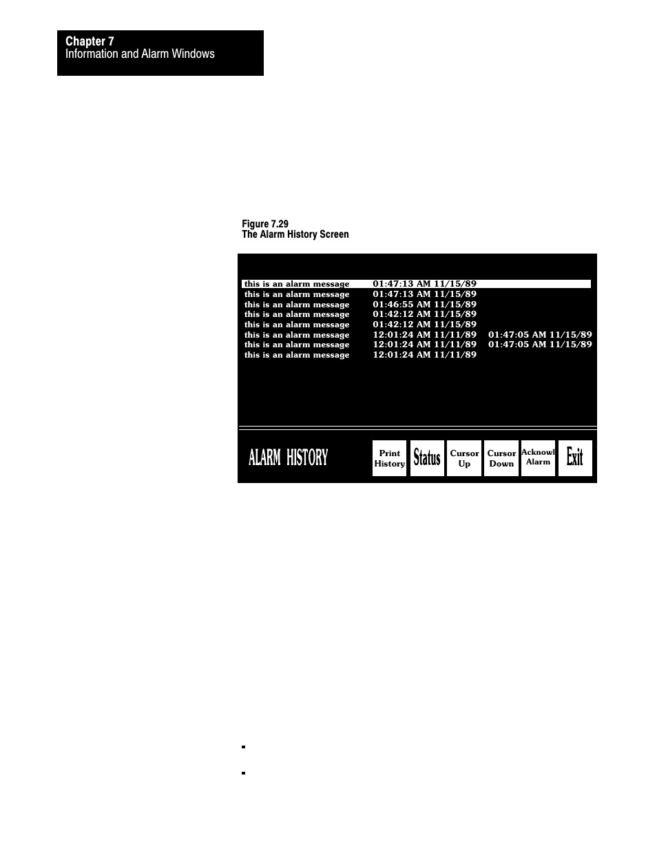 Information and alarm windows chapter 7 | Rockwell Automation 2711 PANELBUILDER SOFTWARE USER MANUAL User Manual | Page 242 / 468