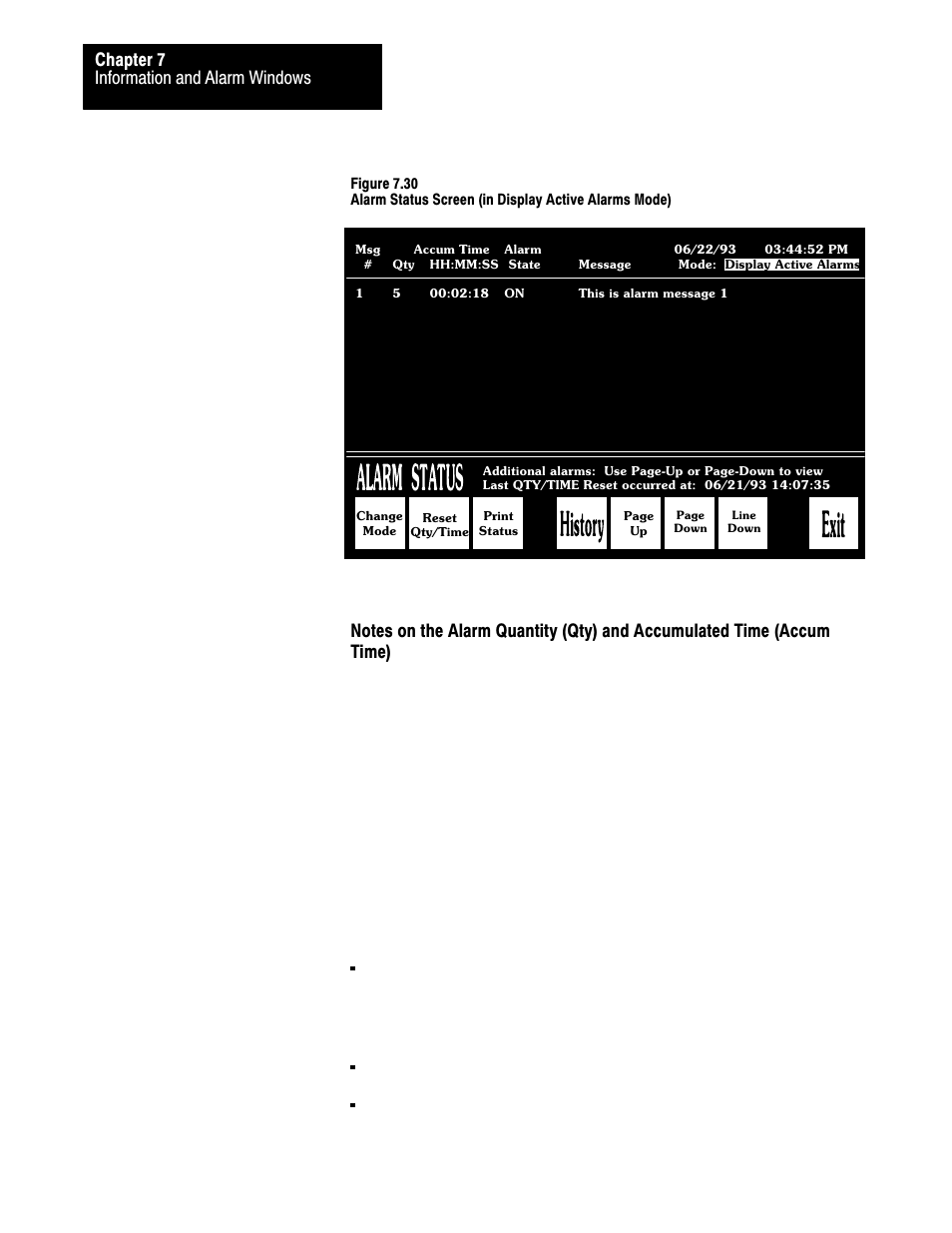 7ć36, Information and alarm windows chapter 7 | Rockwell Automation 2711 PANELBUILDER SOFTWARE USER MANUAL User Manual | Page 244 / 468