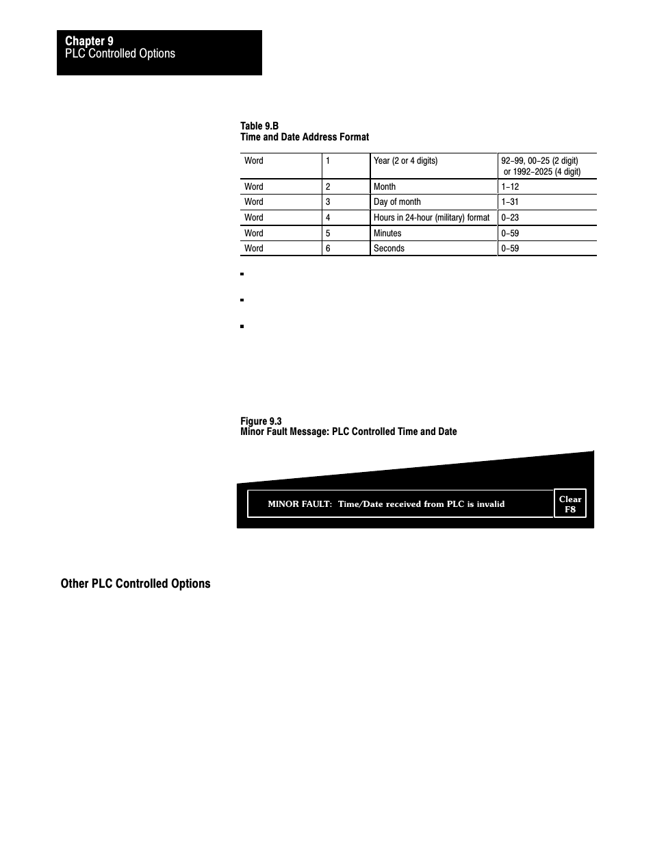 Other plc controlled options, Plc controlled options chapter 9 | Rockwell Automation 2711 PANELBUILDER SOFTWARE USER MANUAL User Manual | Page 265 / 468