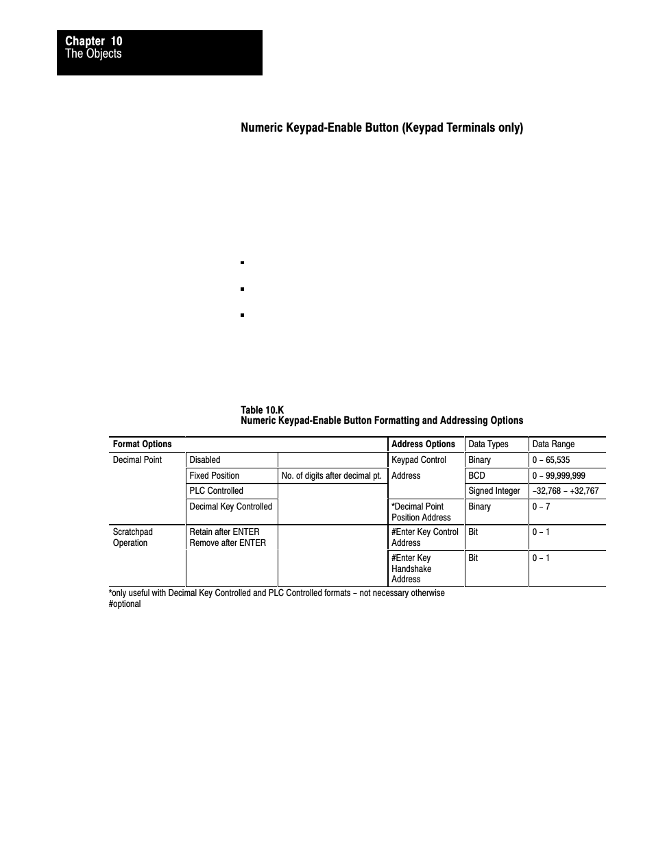 10ć34, The objects chapter 10 | Rockwell Automation 2711 PANELBUILDER SOFTWARE USER MANUAL User Manual | Page 299 / 468