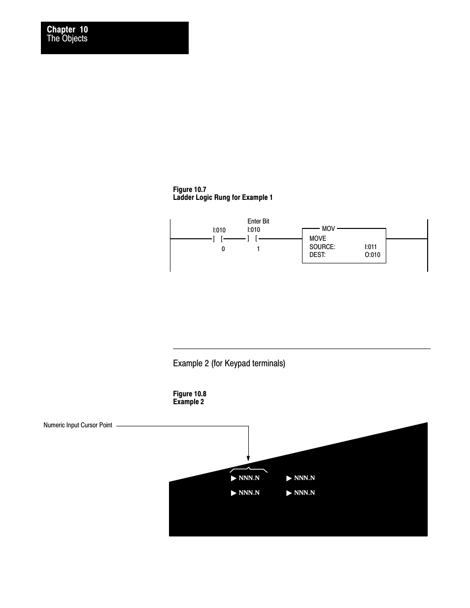 The objects chapter 10, Example 2 (for keypad terminals) | Rockwell Automation 2711 PANELBUILDER SOFTWARE USER MANUAL User Manual | Page 313 / 468