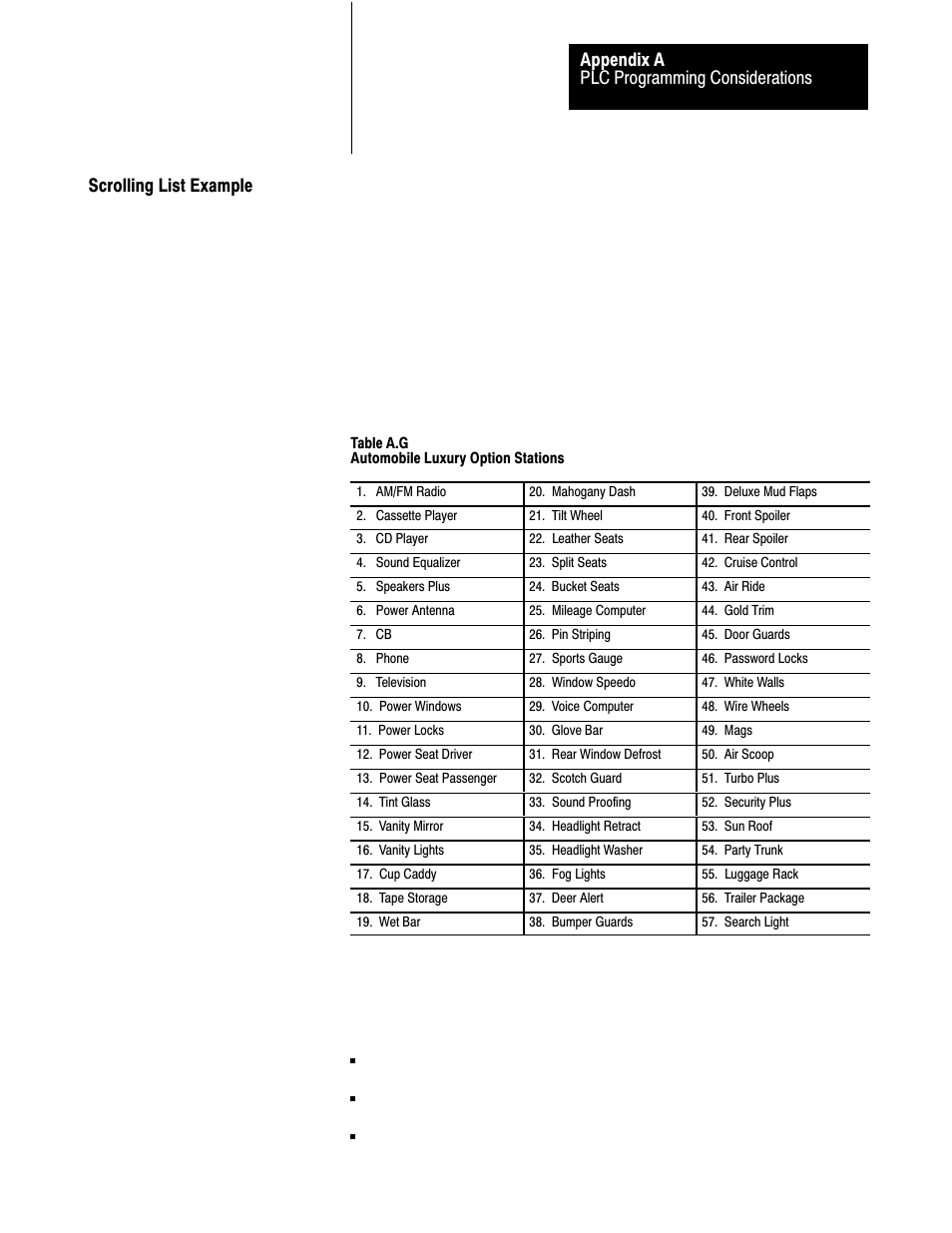 Scrolling list example, Ać25, Plc programming considerations appendix a | Rockwell Automation 2711 PANELBUILDER SOFTWARE USER MANUAL User Manual | Page 389 / 468