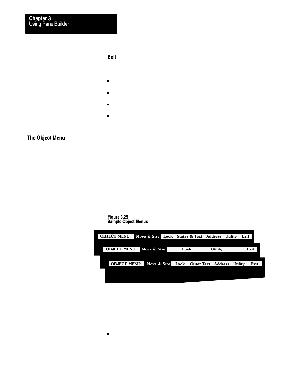 The object menu, 3ć26 | Rockwell Automation 2711 PANELBUILDER SOFTWARE USER MANUAL User Manual | Page 62 / 468