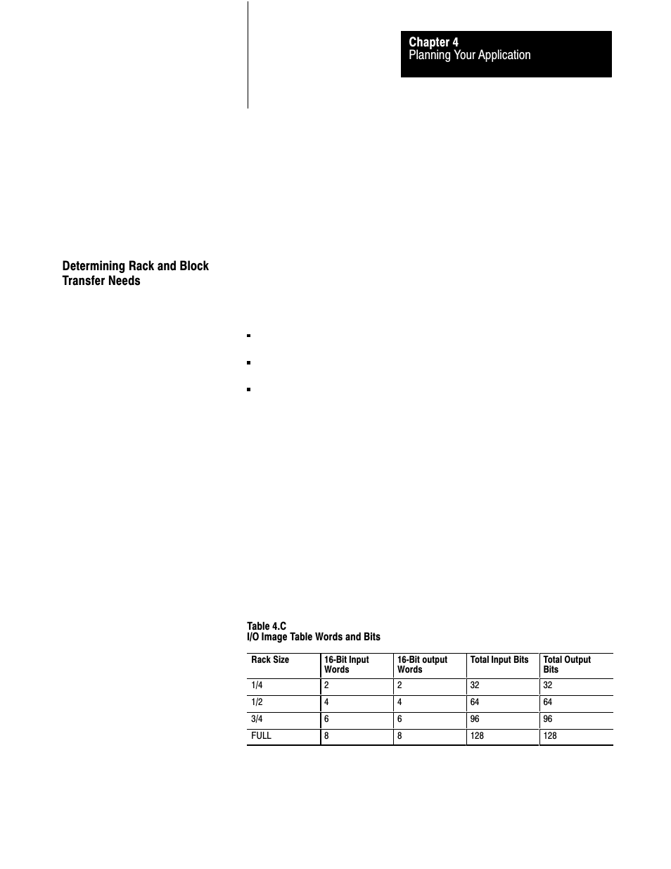 Determining rack and block transfer needs, Planning your application chapter 4 | Rockwell Automation 2711 PANELBUILDER SOFTWARE USER MANUAL User Manual | Page 80 / 468