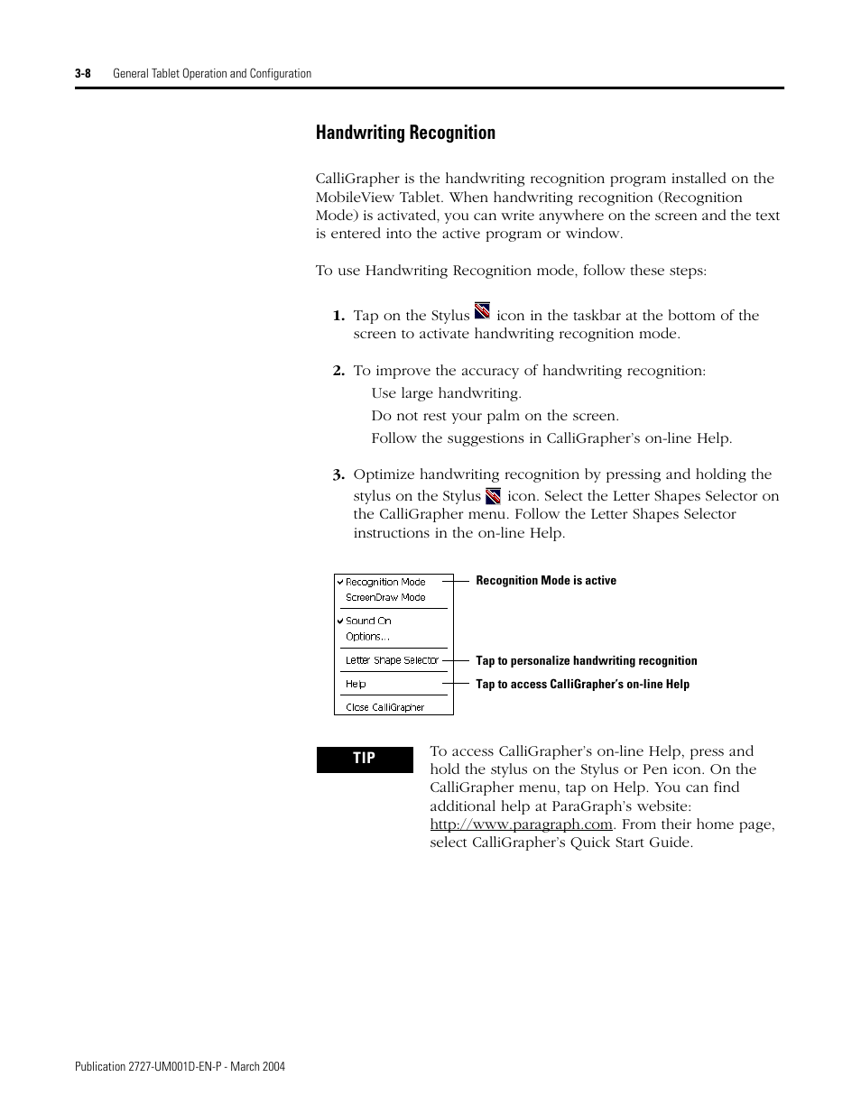 Handwriting recognition -8, Handwriting recognition, 8 for | Rockwell Automation 2727-T7P30D1F MobileView Tablet T750 User Manual User Manual | Page 32 / 104