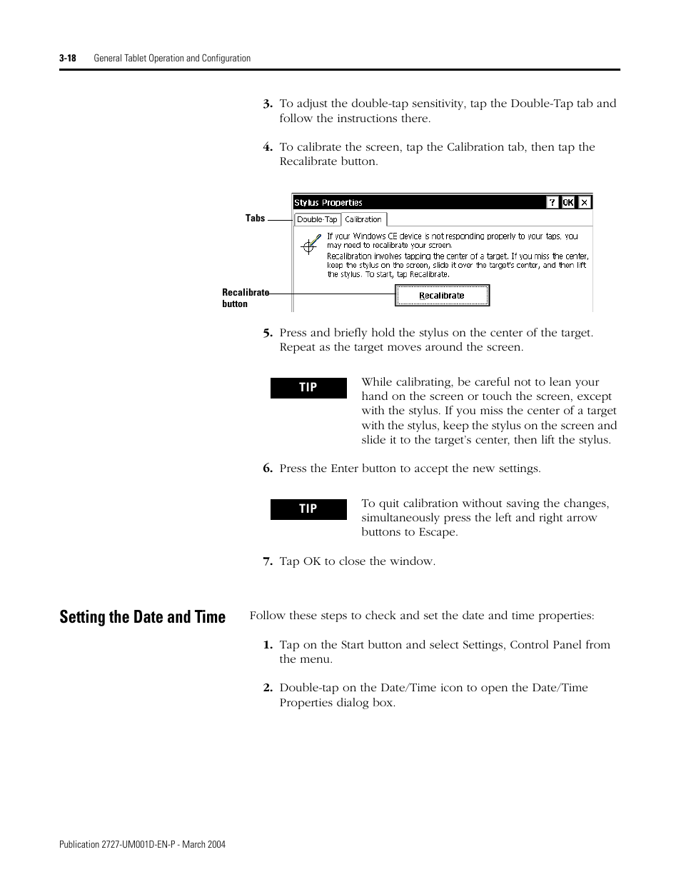 Setting the date and time, Setting the date and time -18 | Rockwell Automation 2727-T7P30D1F MobileView Tablet T750 User Manual User Manual | Page 42 / 104