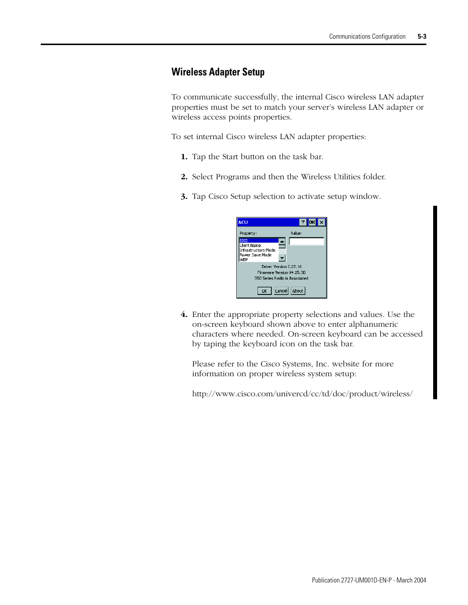 Wireless adapter setup -3, Wireless adapter setup | Rockwell Automation 2727-T7P30D1F MobileView Tablet T750 User Manual User Manual | Page 57 / 104