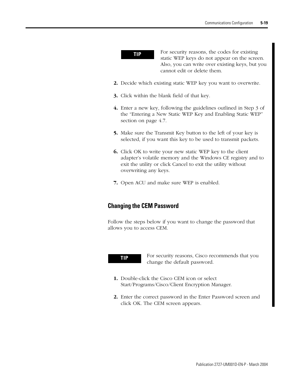 Changing the cem password -19, Changing the cem password | Rockwell Automation 2727-T7P30D1F MobileView Tablet T750 User Manual User Manual | Page 73 / 104