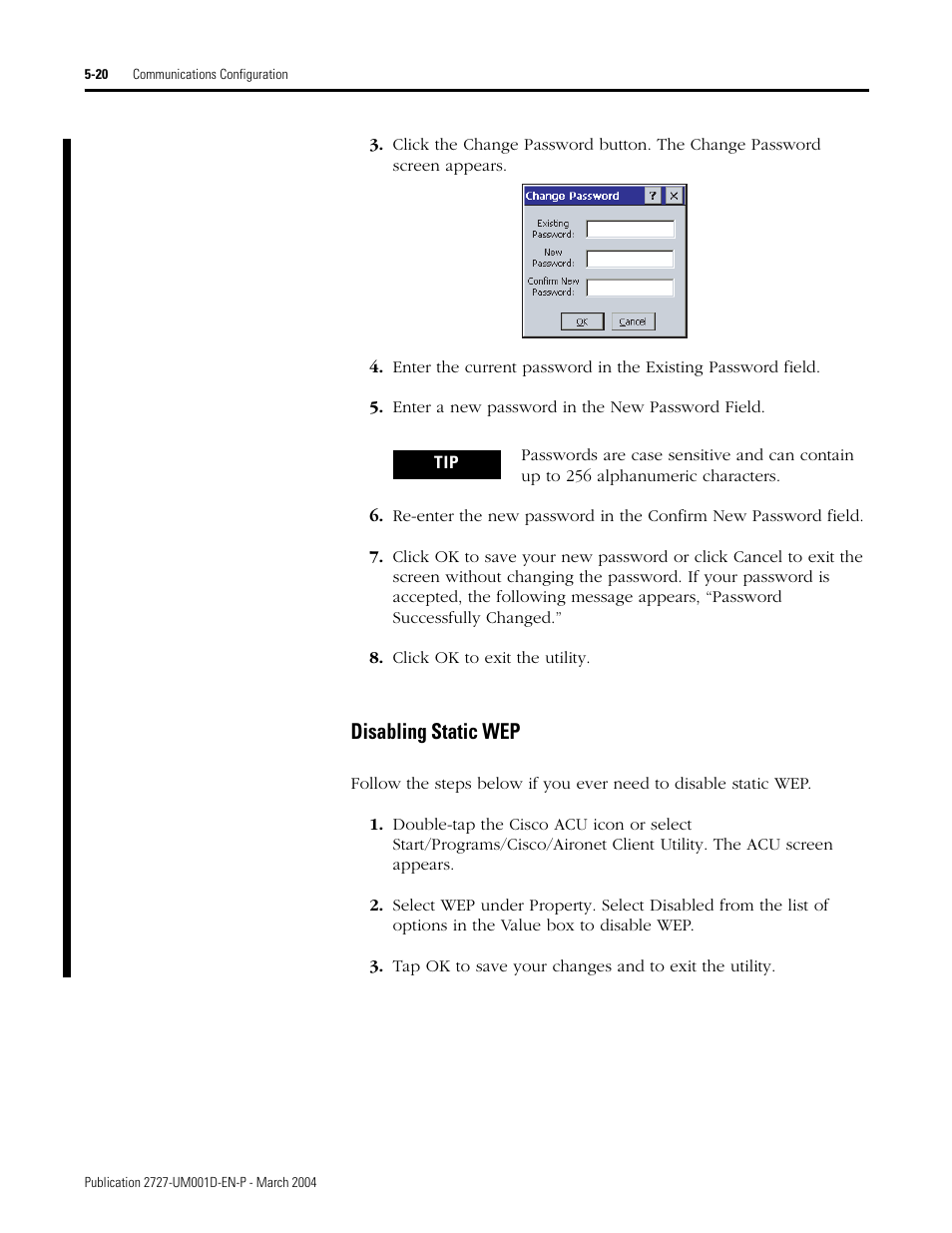 Disabling static wep -20, Disabling static wep | Rockwell Automation 2727-T7P30D1F MobileView Tablet T750 User Manual User Manual | Page 74 / 104