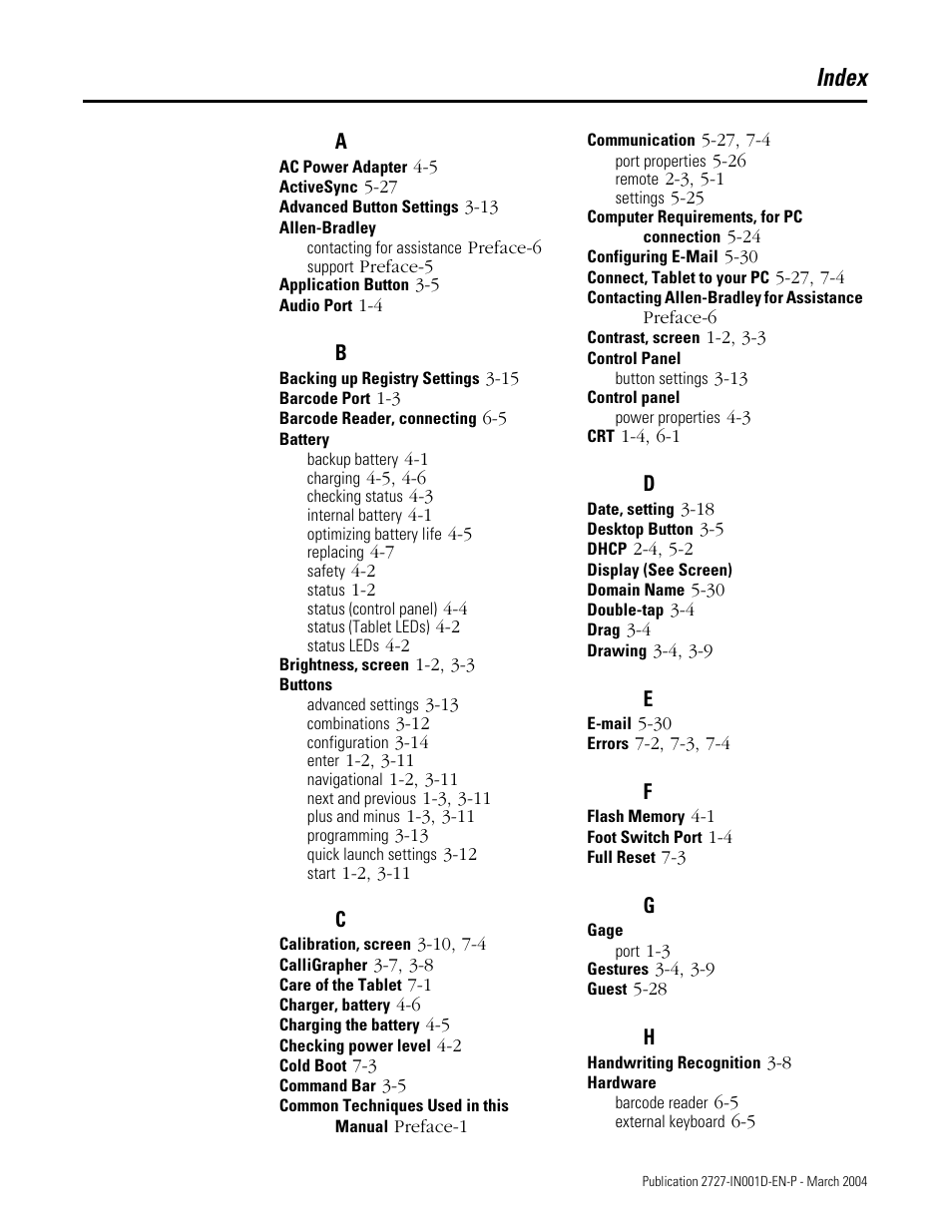 Index | Rockwell Automation 2727-T7P30D1F MobileView Tablet T750 User Manual User Manual | Page 99 / 104