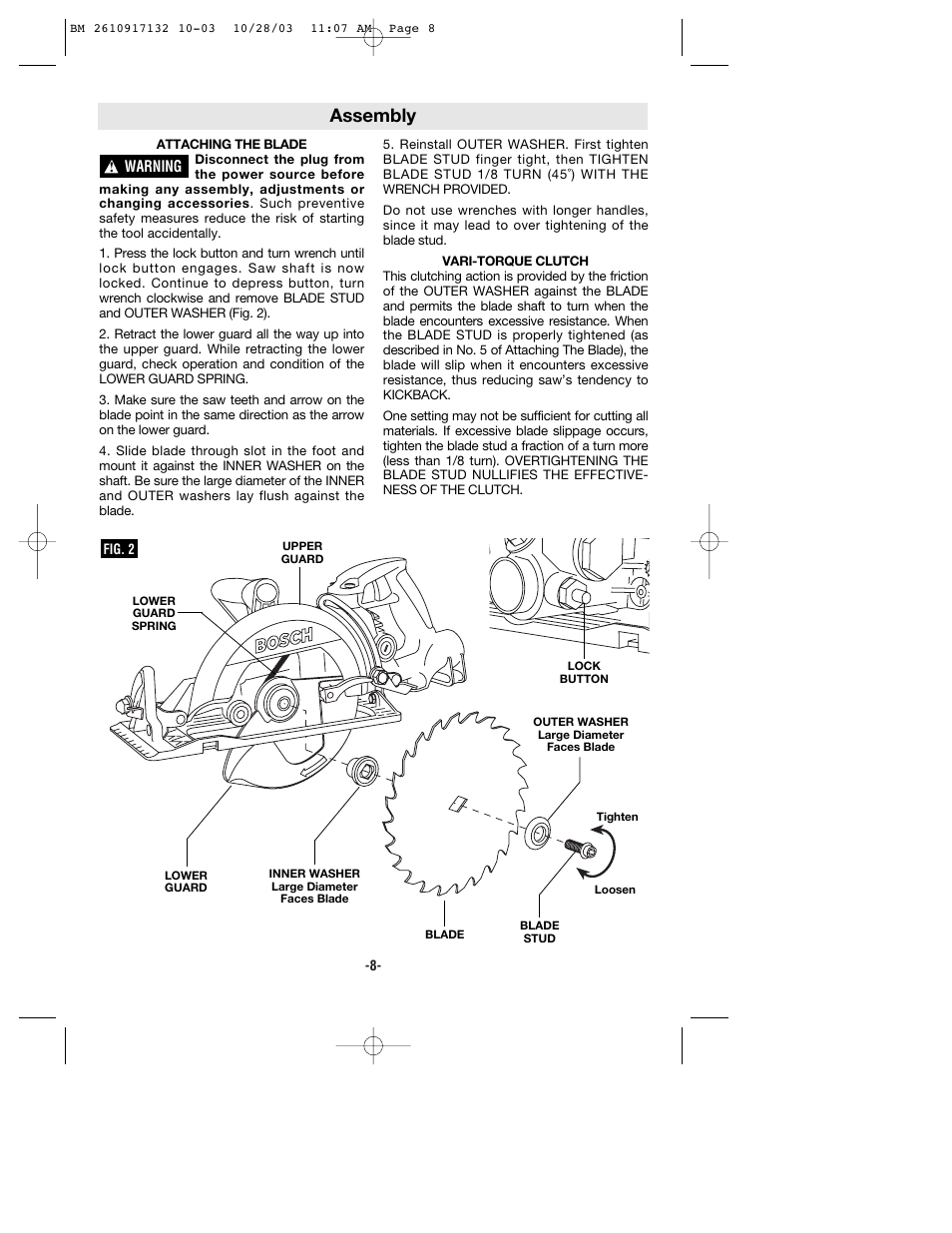 Assembly | Bosch 1677MD User Manual | Page 8 / 44