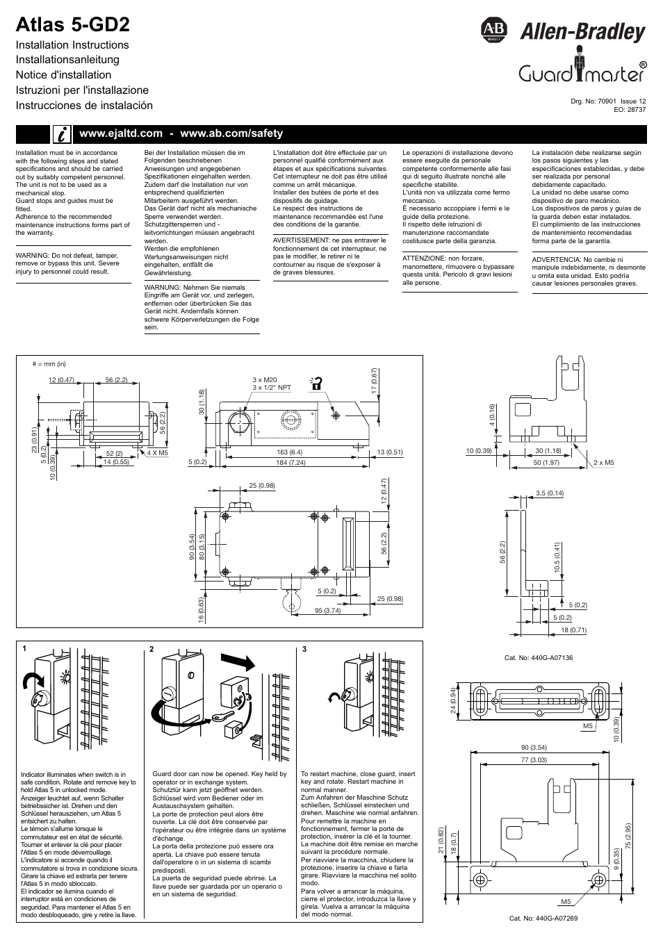 Rockwell Automation Atlas 5-GD2 Heavy Duty Guard Locking Interlock Safety Switch User Manual | 4 pages