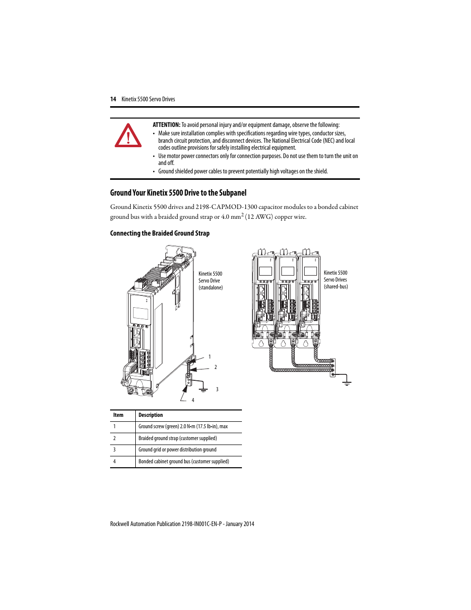 Ground your kinetix 5500 drive to the subpanel | Rockwell Automation 2198-Hxxx Kinetix 5500 Servo Drives Installation Instructions User Manual | Page 14 / 20