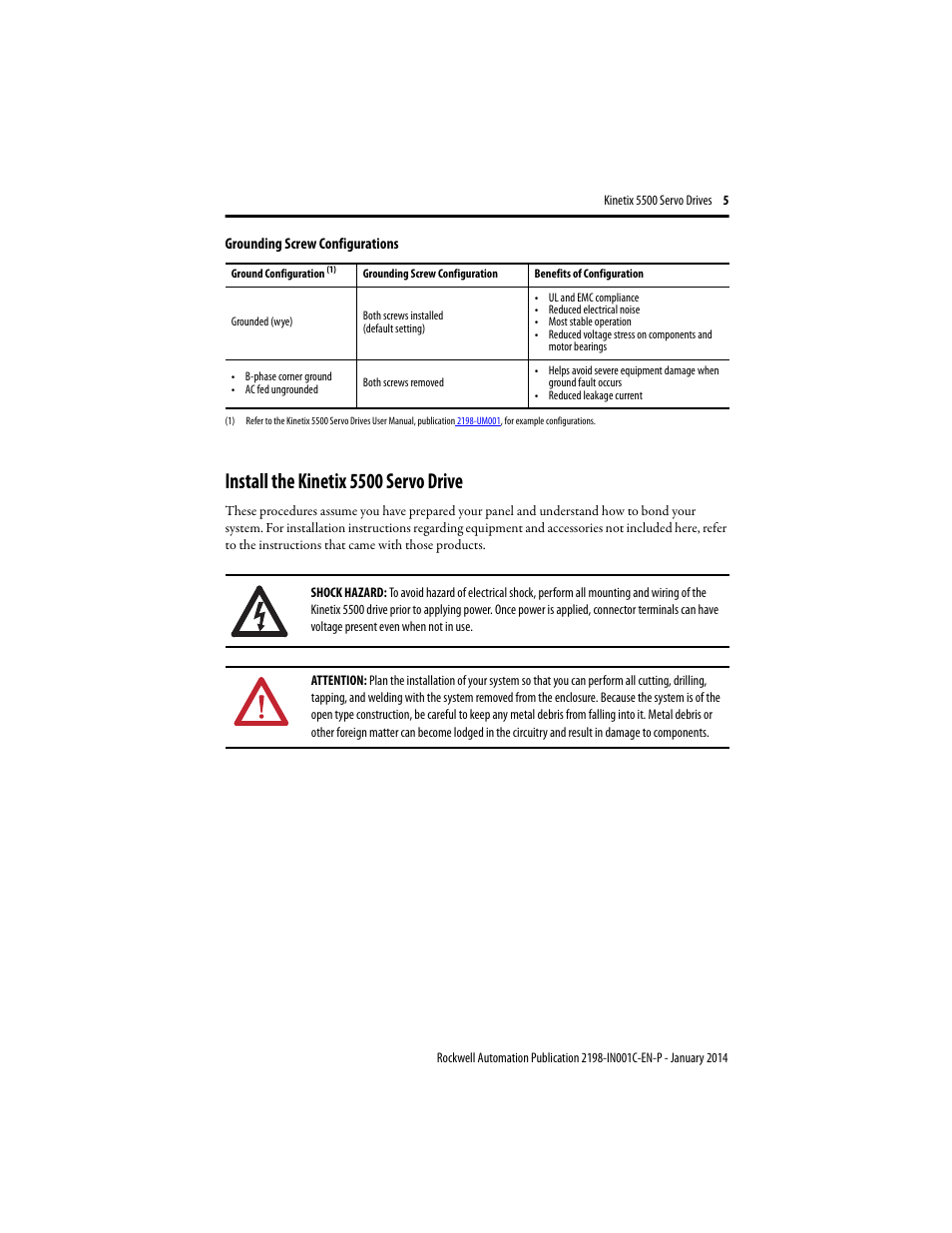 Install the kinetix 5500 servo drive | Rockwell Automation 2198-Hxxx Kinetix 5500 Servo Drives Installation Instructions User Manual | Page 5 / 20