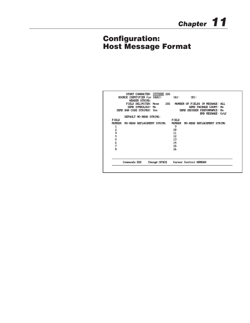 11 - configuration: host message format, Host message format, Introduction to host message format | Configuration: host message format | Rockwell Automation 2755 Enhanced Decoder Series B User Manual | Page 155 / 361