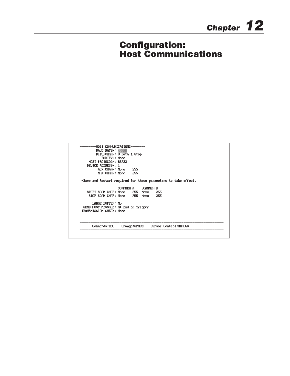12 - configuration: host communications, Host communications, Configuration: host communications | Rockwell Automation 2755 Enhanced Decoder Series B User Manual | Page 163 / 361