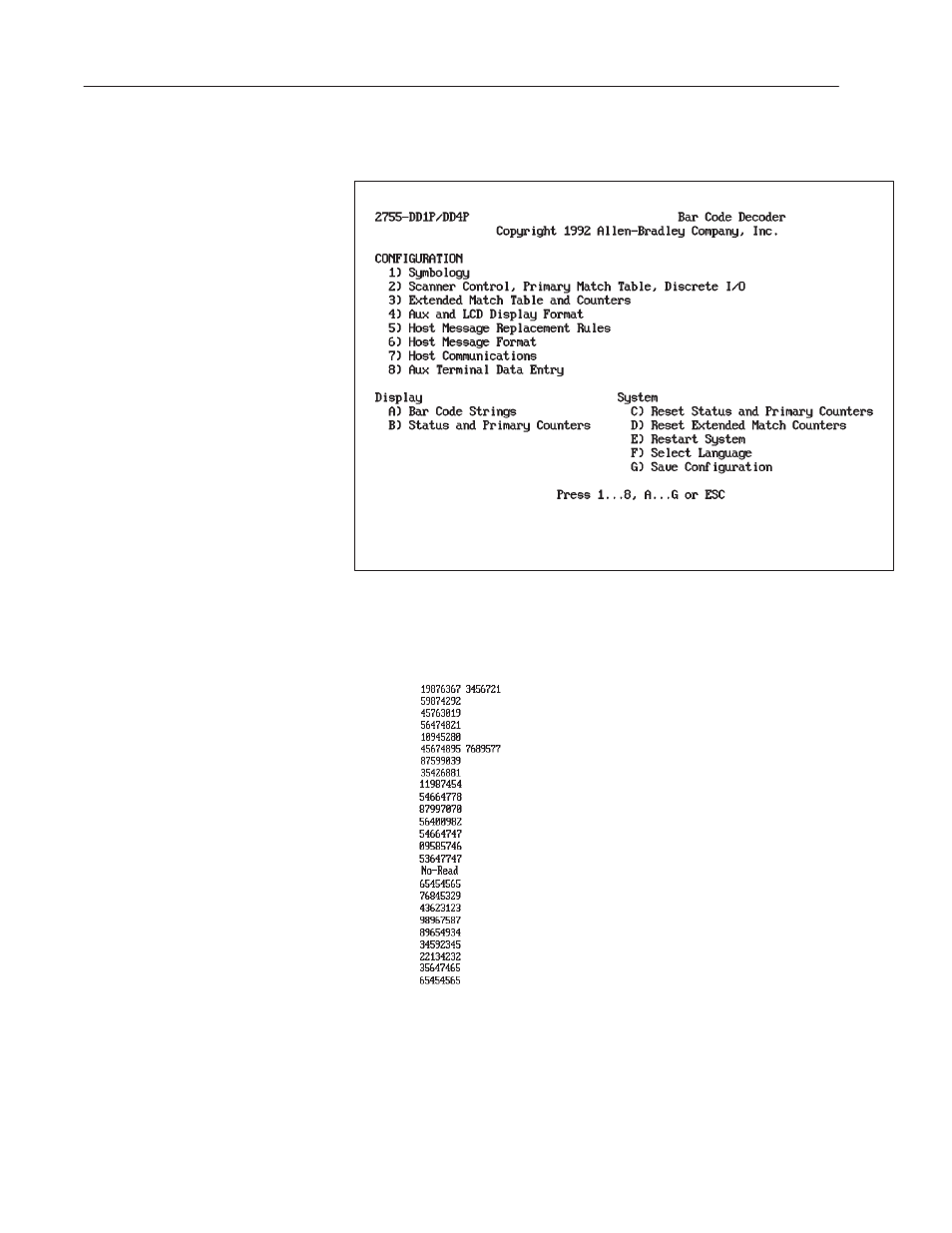 Display bar code strings | Rockwell Automation 2755 Enhanced Decoder Series B User Manual | Page 184 / 361