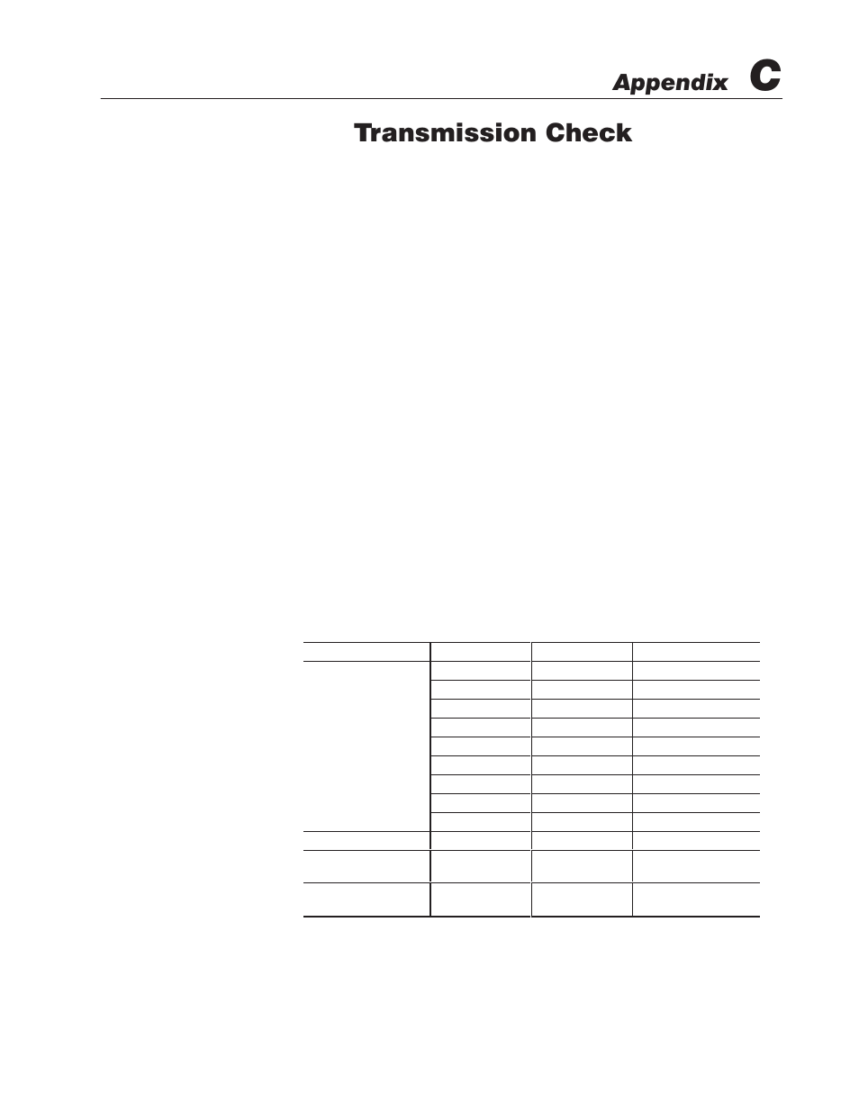 C - transmission check, Transmission check, Appendix | Rockwell Automation 2755 Enhanced Decoder Series B User Manual | Page 312 / 361