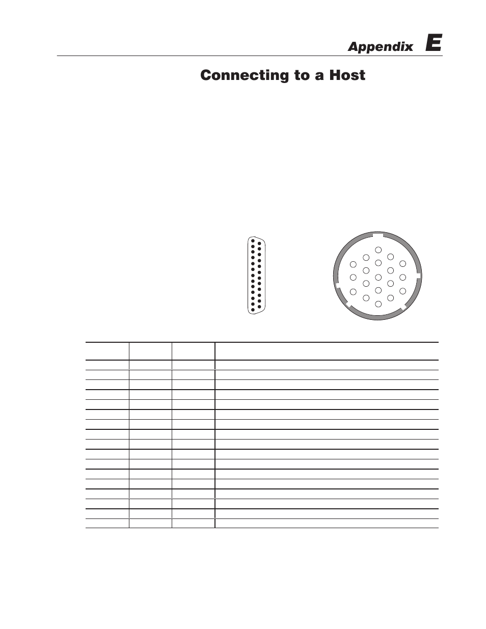 E - connecting to a host, Connecting to a host, Appendix | Rockwell Automation 2755 Enhanced Decoder Series B User Manual | Page 319 / 361