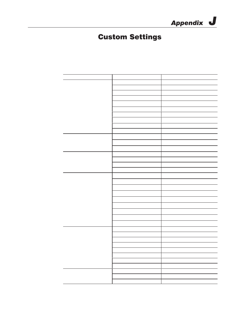 J - custom settings, Custom settings, Appendix | Rockwell Automation 2755 Enhanced Decoder Series B User Manual | Page 337 / 361