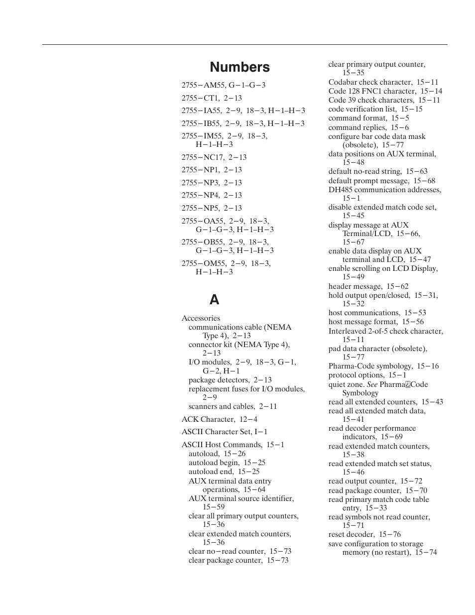 Index, Numbers | Rockwell Automation 2755 Enhanced Decoder Series B User Manual | Page 351 / 361