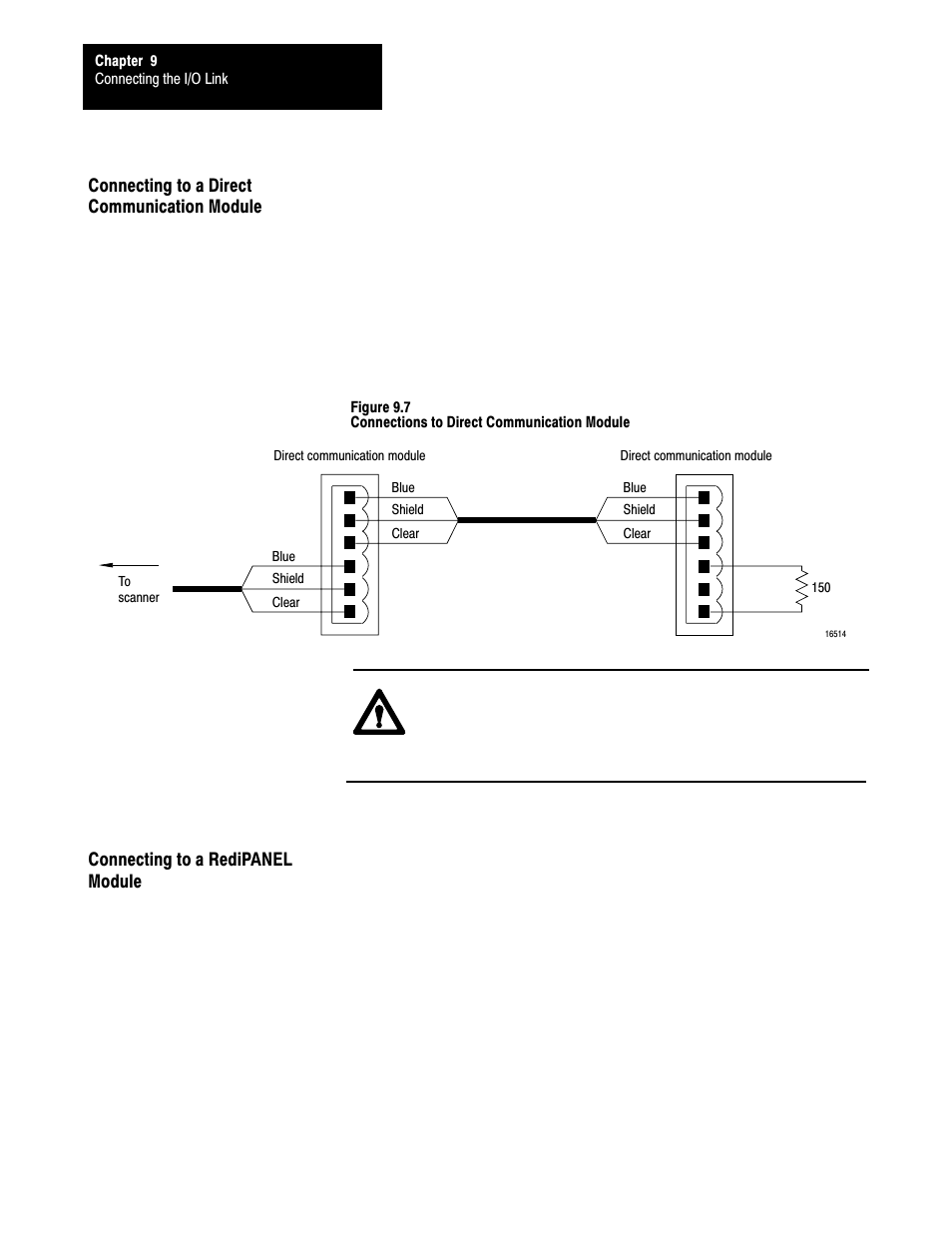 Connecting to a direct communication module, Connecting to a redipanel module | Rockwell Automation 5000,D50006.2.10 PI INSTALLATION MANUAL User Manual | Page 121 / 207