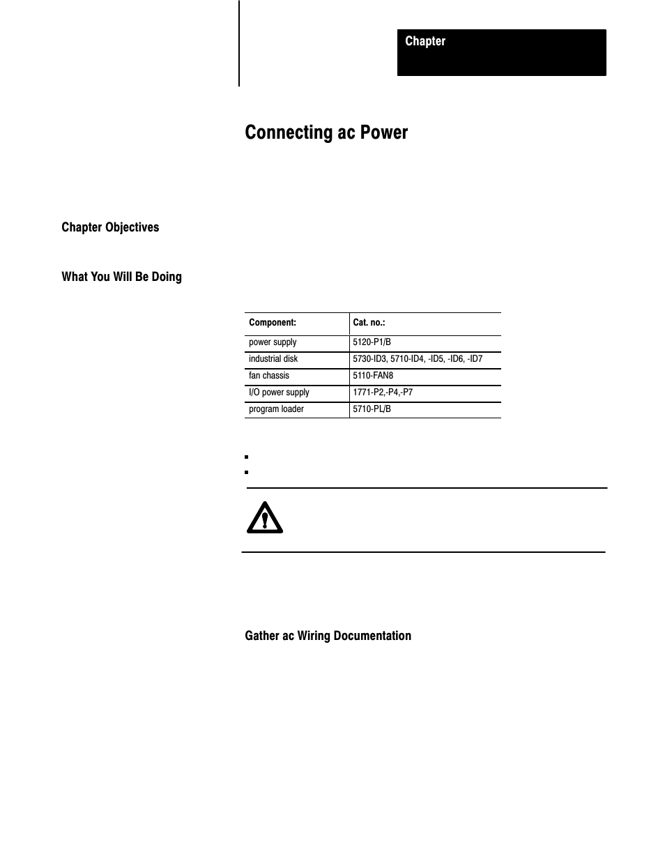 10 - connecting ac power, Chapter objectives, What you will be doing | 10ć1, Connecting ac power | Rockwell Automation 5000,D50006.2.10 PI INSTALLATION MANUAL User Manual | Page 124 / 207