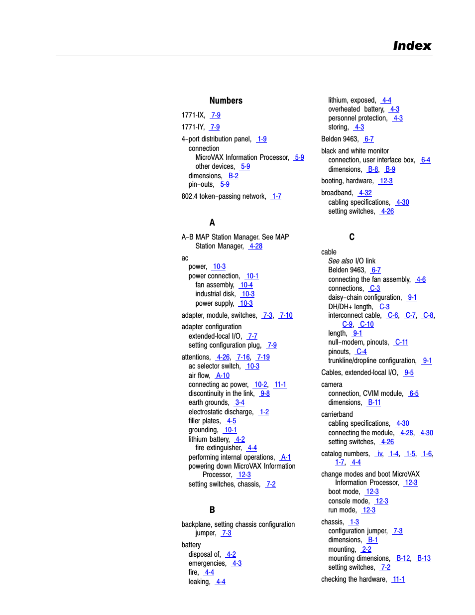 Index | Rockwell Automation 5000,D50006.2.10 PI INSTALLATION MANUAL User Manual | Page 200 / 207