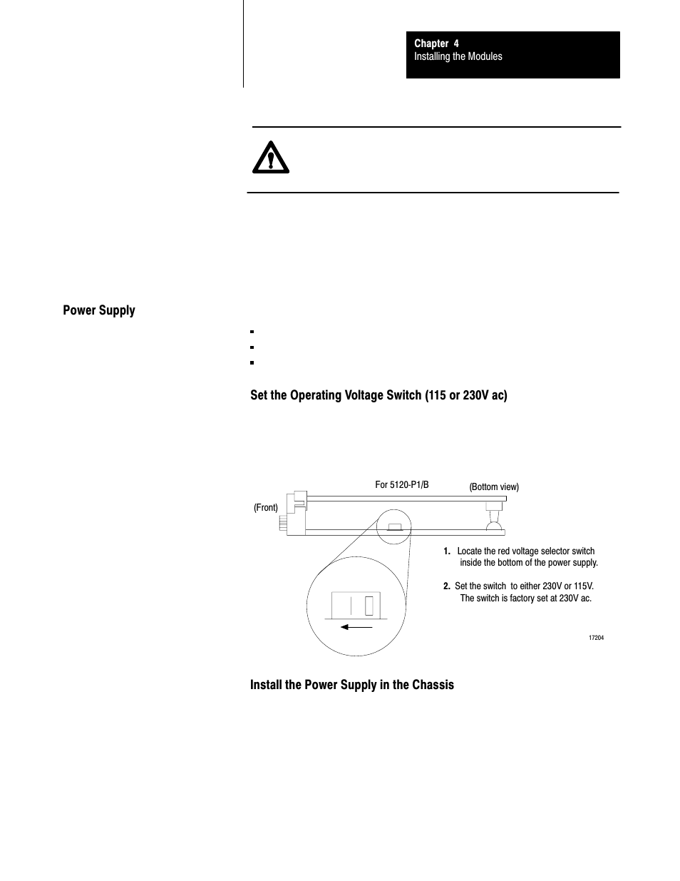 Power supply | Rockwell Automation 5000,D50006.2.10 PI INSTALLATION MANUAL User Manual | Page 43 / 207