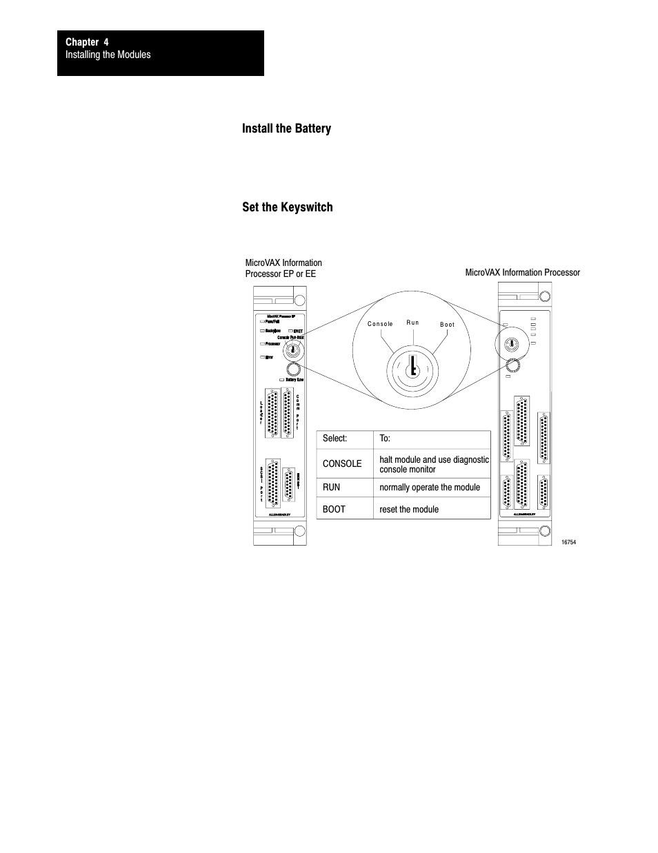 Install the battery, Set the keyswitch | Rockwell Automation 5000,D50006.2.10 PI INSTALLATION MANUAL User Manual | Page 60 / 207