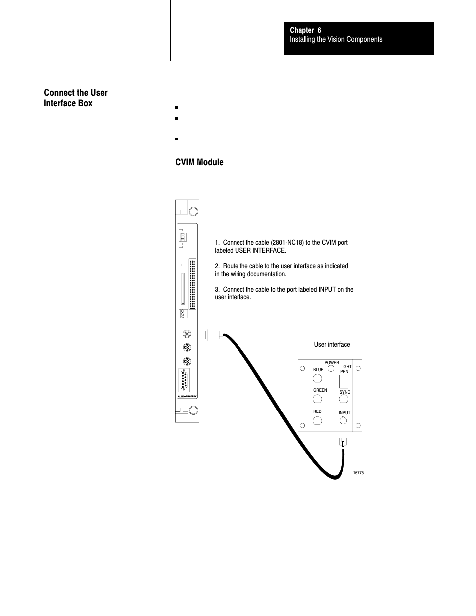 Connect the user interface box, Cvim module | Rockwell Automation 5000,D50006.2.10 PI INSTALLATION MANUAL User Manual | Page 84 / 207