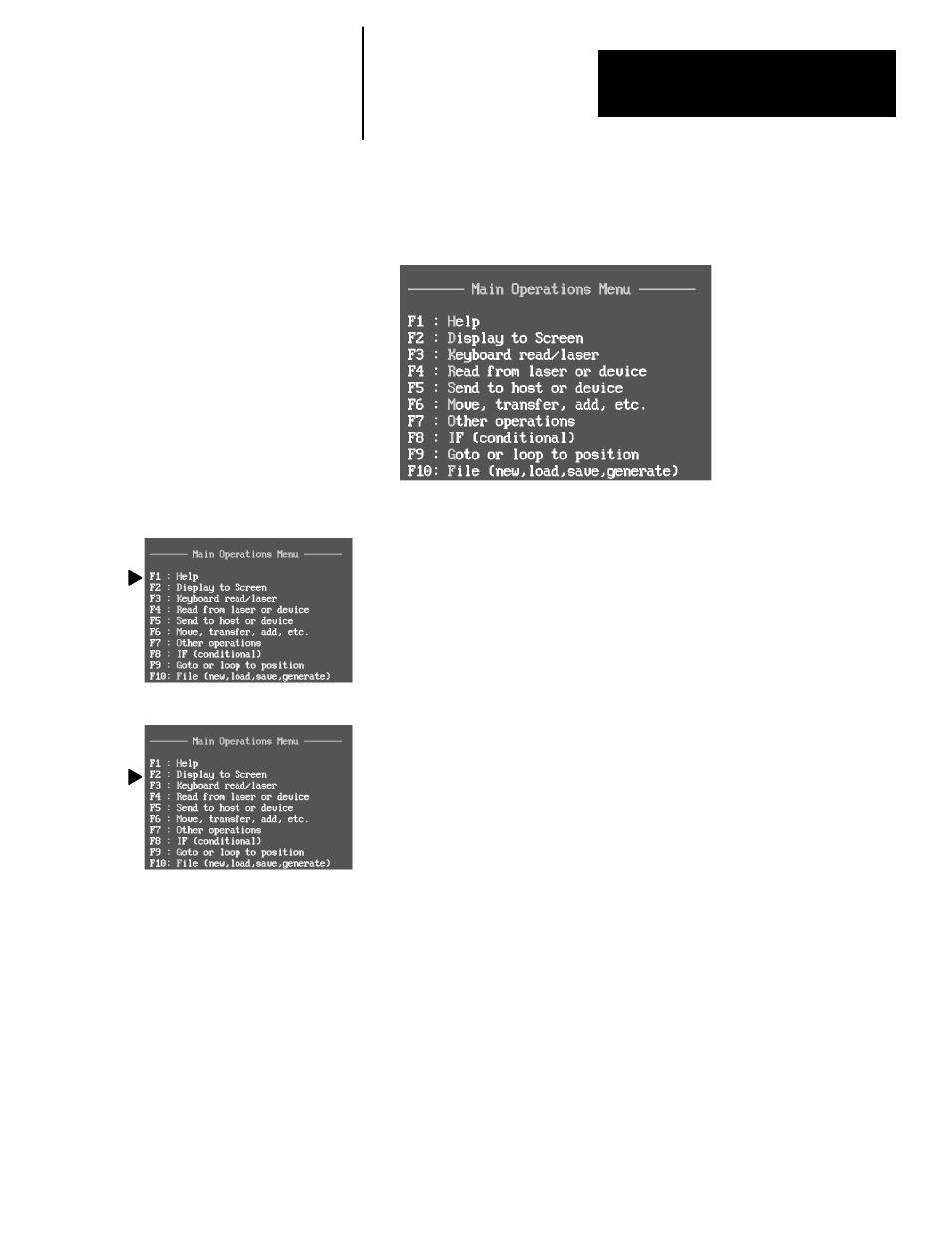 Main operations menu, F1 – general help, F2 – display to screen | Rockwell Automation 2708-NAG Application Generation Software User Manual | Page 13 / 38