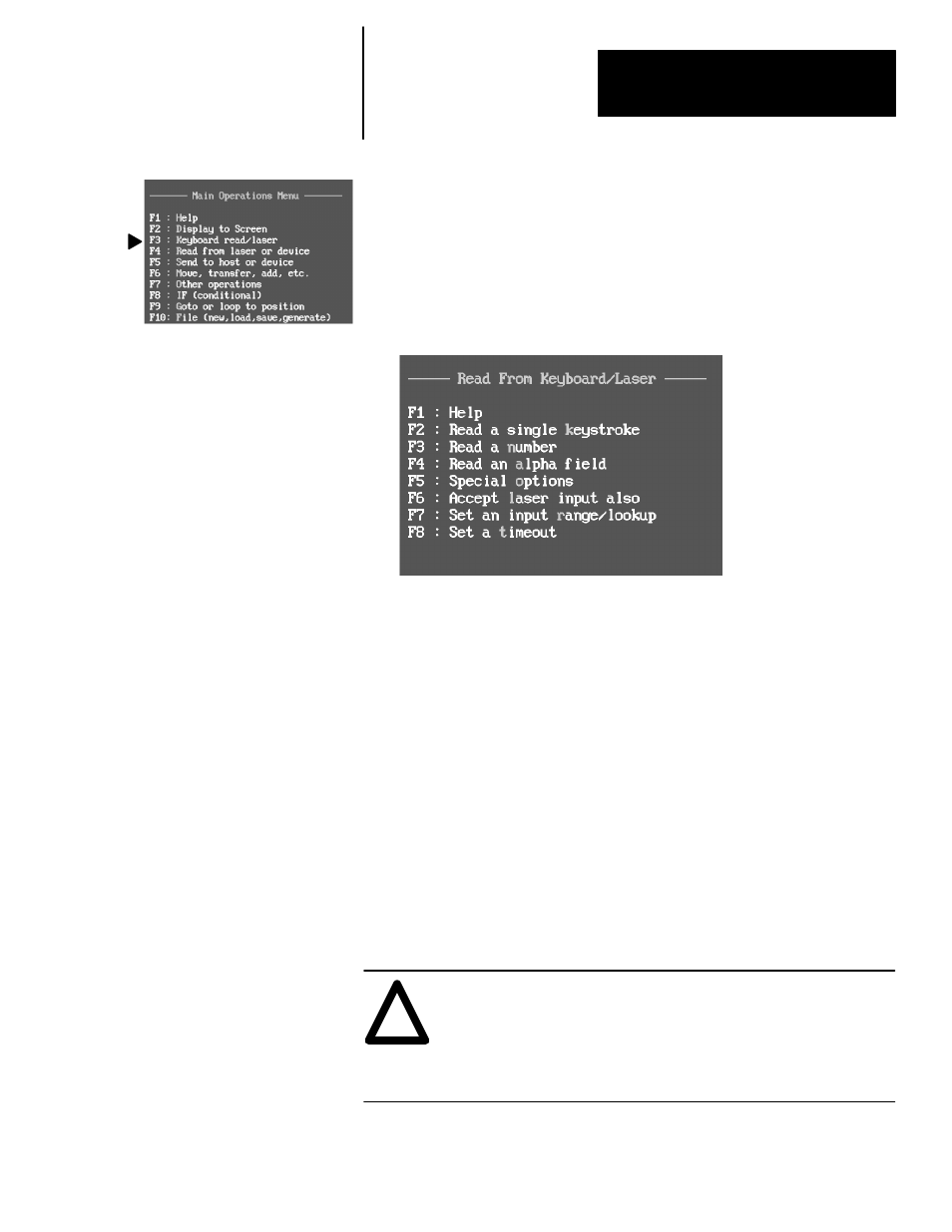 F3 – keyboard read/laser | Rockwell Automation 2708-NAG Application Generation Software User Manual | Page 15 / 38