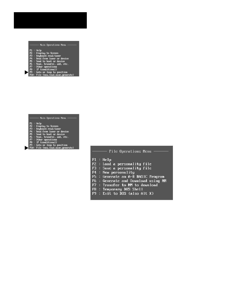 F9 – goto or loop to position, Fl0 – file (new, load, save, generate) | Rockwell Automation 2708-NAG Application Generation Software User Manual | Page 30 / 38