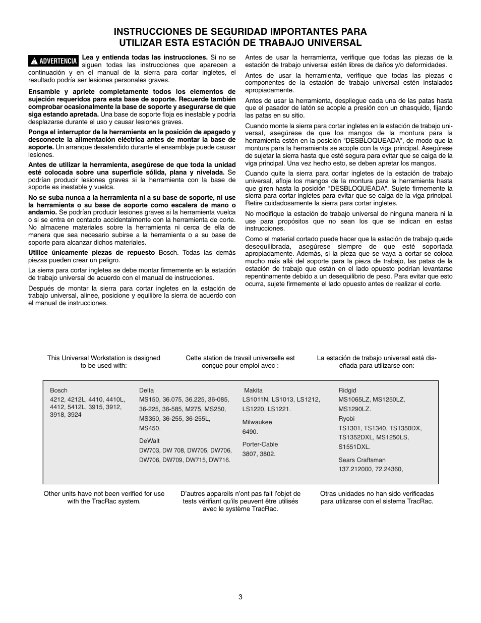 Bosch TRACRAC T3B User Manual | Page 3 / 16