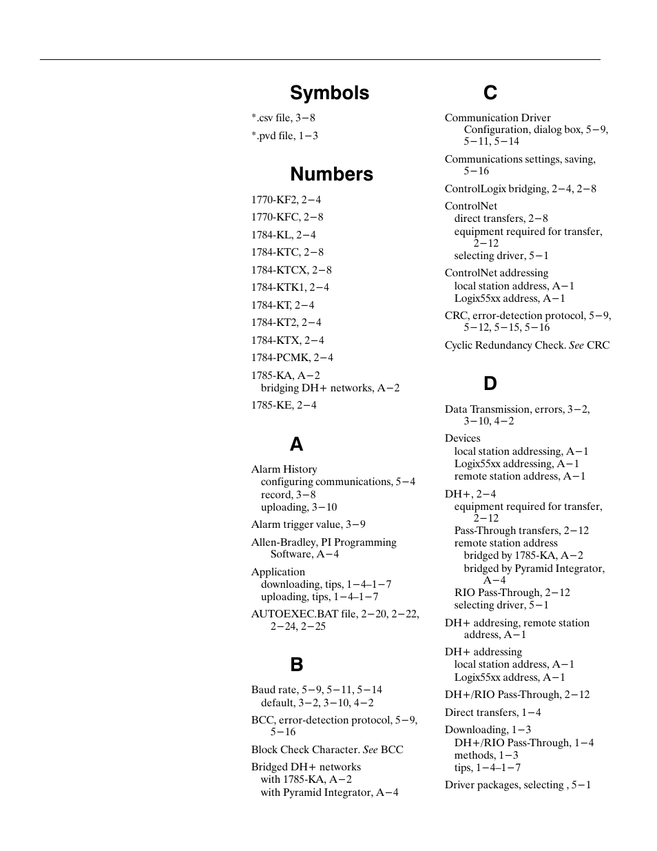 Index, Symbols, Numbers | Rockwell Automation 2711E-ND7 PanelView File Transfer Utility User Manual User Manual | Page 106 / 109