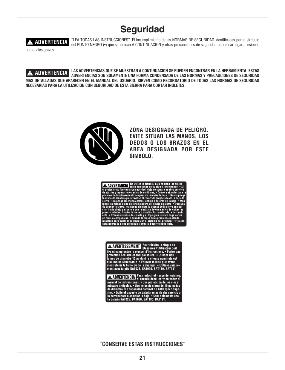 Seguridad | Bosch 3924-24 User Manual | Page 21 / 92