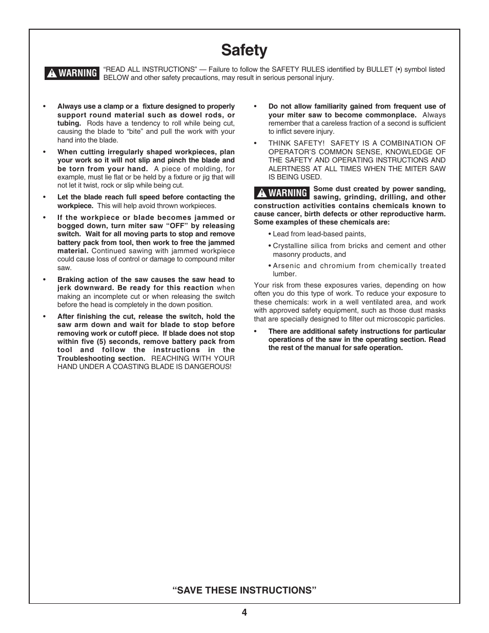 Safety | Bosch 3924-24 User Manual | Page 4 / 92