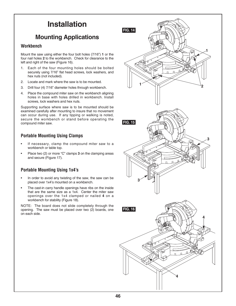 Installation, Mounting applications | Bosch 3924-24 User Manual | Page 46 / 92