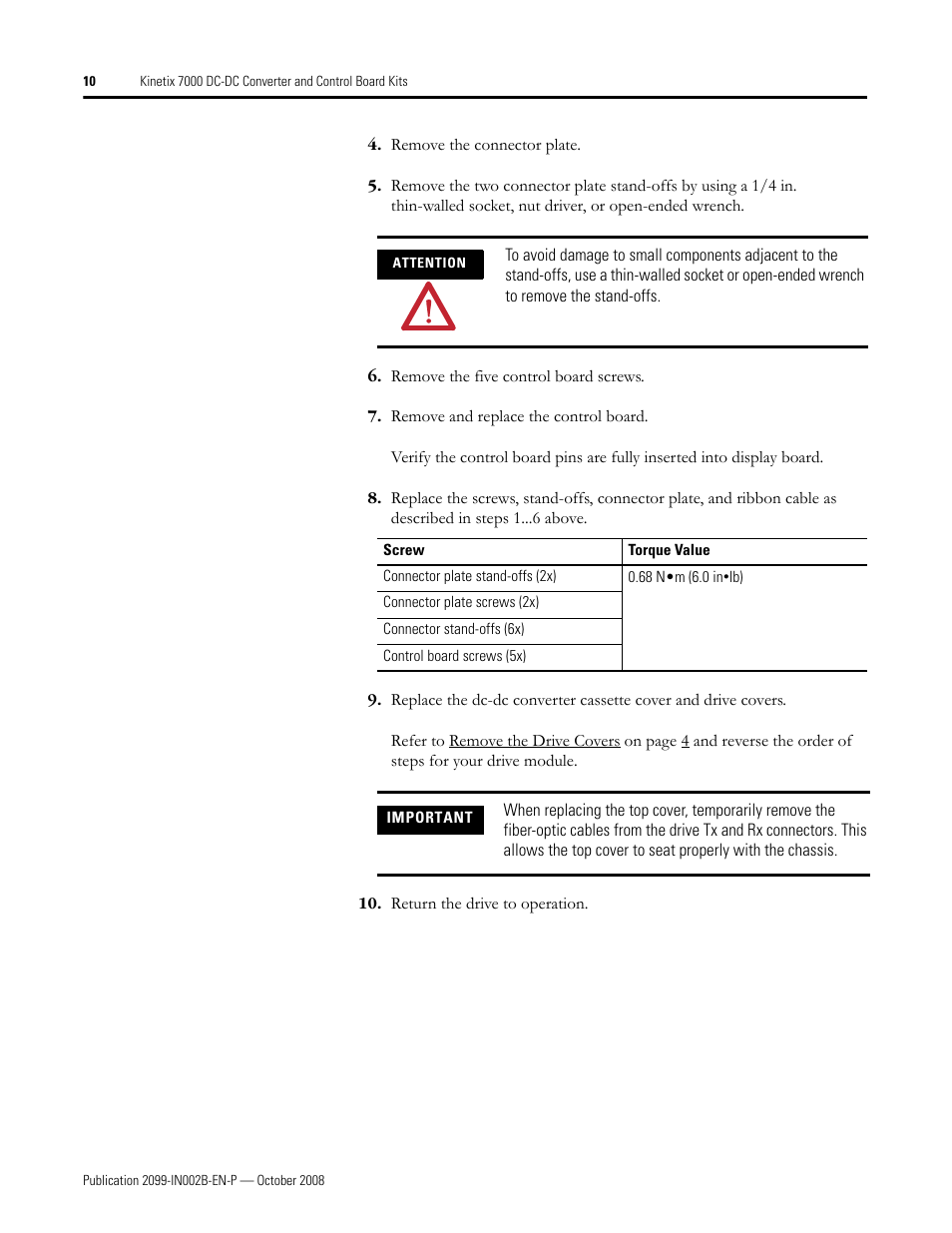 Rockwell Automation 2099-K7KCB-1 Kinetix 7000 DC-DC Converter and Control Board Kits User Manual | Page 10 / 16