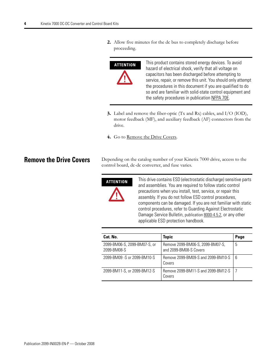 Remove the drive covers | Rockwell Automation 2099-K7KCB-1 Kinetix 7000 DC-DC Converter and Control Board Kits User Manual | Page 4 / 16