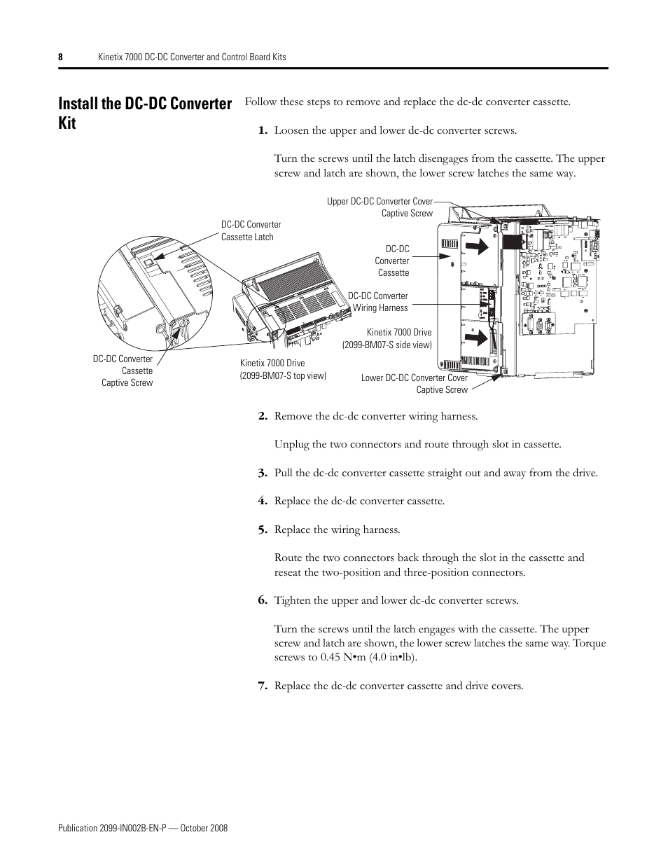 Install the dc-dc converter kit | Rockwell Automation 2099-K7KCB-1 Kinetix 7000 DC-DC Converter and Control Board Kits User Manual | Page 8 / 16