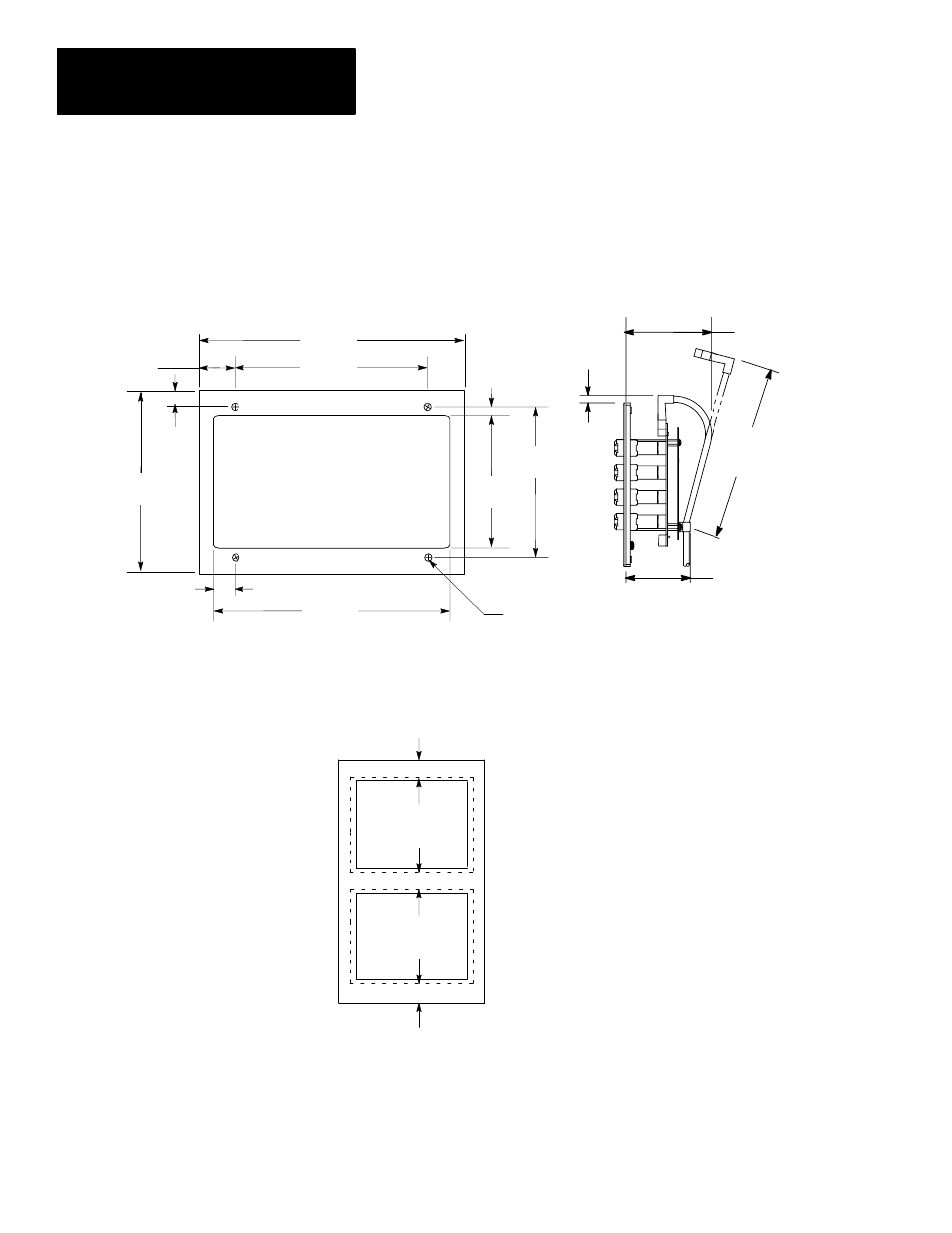 Front view side view | Rockwell Automation 2705-APG RediPanel Plug and Go Products User Manual | Page 6 / 23