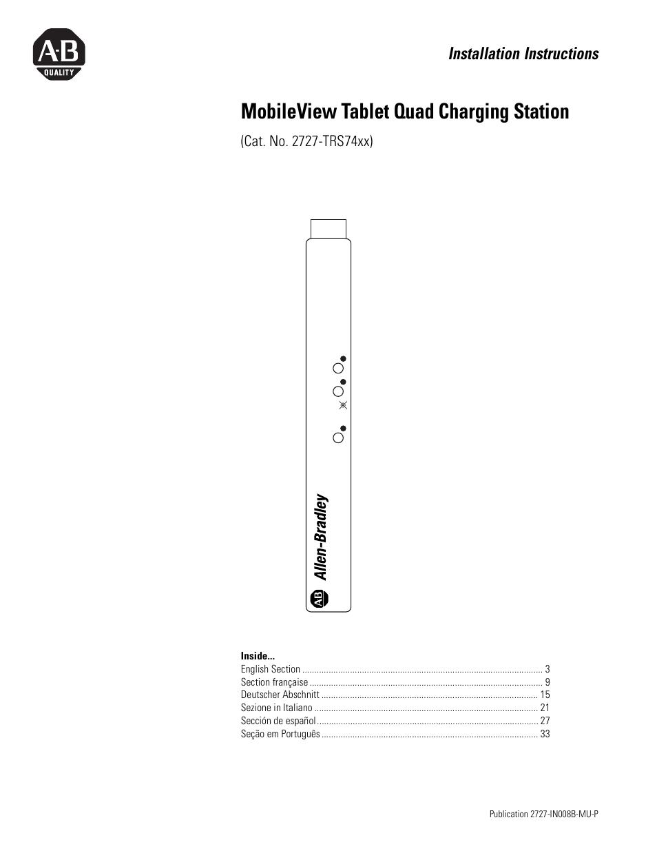 Rockwell Automation 2727-TRS74xx MobileView Tablet Quad Charging Station User Manual | 40 pages