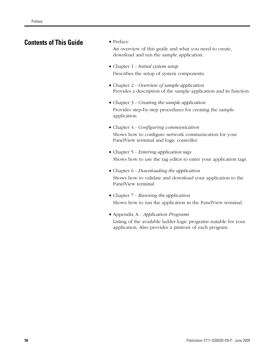 Contents of this guide | Rockwell Automation 2711-ND3 PanelBuilder32 Quick Start Manual User Manual | Page 10 / 120